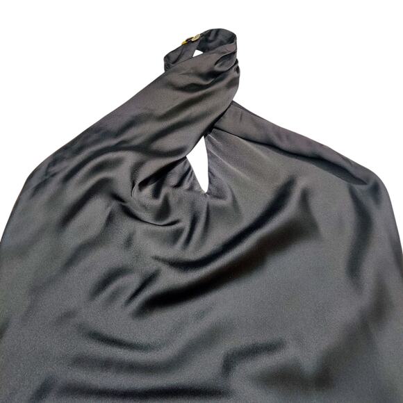 Show Me Your Mumu Jasmine Halter Midi Bias Slip Dress Black Luxe Satin Medium - Picture 4 of 16